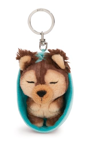 NICI Schlüsselanhänger Sleeping Pets Hund Yorkshire Terrier 8cm in Körbchen - braun - Treuer-Begleiter für Rucksack oder Tasche, Schlüsselhalter für klein und Groß | 61605