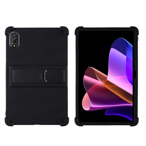 INSOLKIDON Compatible with Case for Blackview MEGA 2 12-inch Tablet, Full Coverage Ultra Slim Adjustable Stand Silicone Shockproof Lightweight Protective Cover Case (Black)