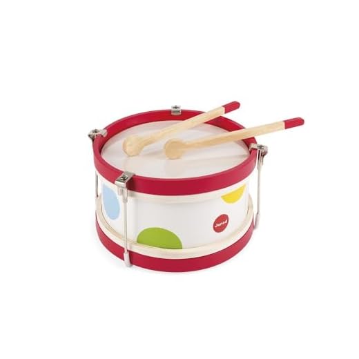 Janod - Confetti - Tambor en Madera, Instrumento Musical para Niños, Juguete de Imitación y Estimulación Del Talento Musical - Desde Los 2 Años, J07608