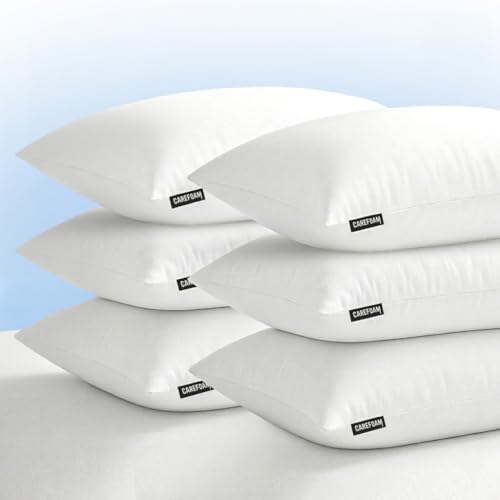 Image of CareFoam Height Adjustable Microfiber Sleeping Pillows - Set of 6 | 16 inch x 24 inch| Soft, Supportive & Washable | Ideal for Back, Side & Stomach Sleepers | White