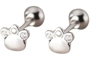 Exquisite 925 Sterling Silver Cat Claw Footprint Zircon Stud Earrings: A Feline Touch of Elegance