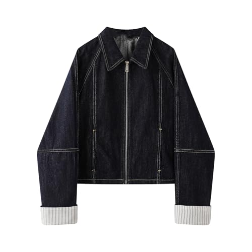 Manteau en denim à rayures pour corriger la silhouette au printemps