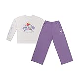 BT21 Baby Collection Character Pajama Set Loungewear Sleepwear for Women and Girls, Ivory/Light Purple, Large