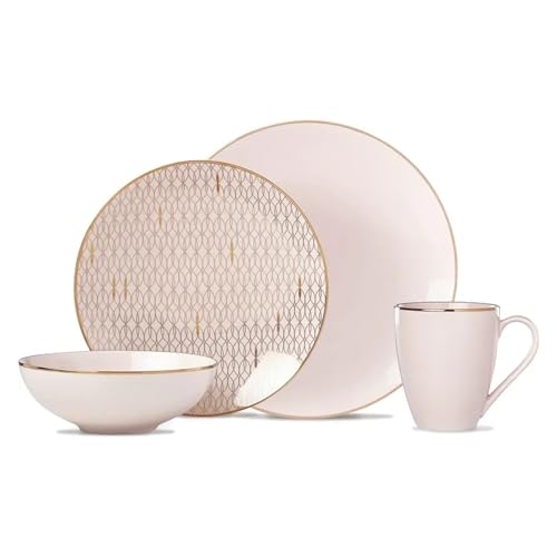 PNAWLLCF 4-Piece Place Setting 5.50 LB Dishes and Plates Sets Round Dinnerware Set Plate Bowl Cup Cutlery Set