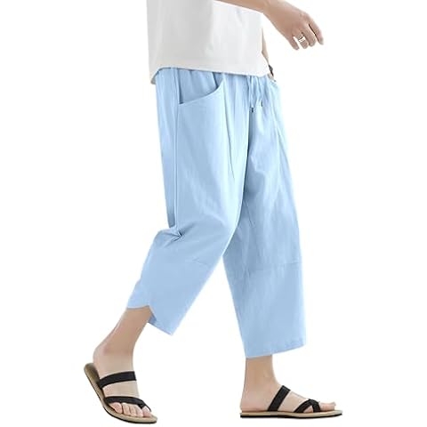 CTU Men's Casual Linen Shorts, Blue XXL Cover