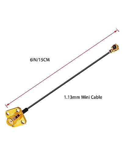 Vecys 2PCS U.F.L1 to SMA Cable U.F.L1 to SMA Female Flange Panel Mount 1.13mm Mini-Coaxial Pigtail Cable 6" /15CM for Wireless Routers Mini PCIE Network Cards PCI Wi-Fi WAN Repeater - Image 2