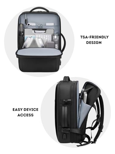 Image of Vacuum Seal Travel Backpack 60L Expandable Air Compression System, Water Resistant Airline Approved Carry-On Suitcase Luggage, Black - Vacuum Pump Included