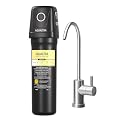 AQUALTRA USF01-BKF Under Sink Water Filter System, 12K Gallons with Faucet, NSF/ANSI 372 Certified, 0.5 ?m Carbon Fiber Filter Reduces PFAS, Chlorine, Lead, Chloramine, Fluoride, Bad Taste & Odor