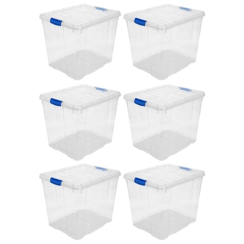 AC - Pack de 6 Cajas de ordenación de plástico Transparente N.º 17. Contenedor para almacenar Libros, Ropa, Mantas. Capacidad 35 litros. Dimensiones Aprox.: 42,2 x 35 x 35,5 cm