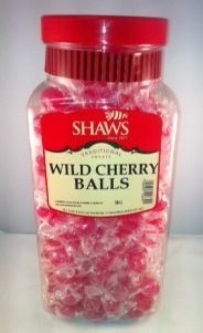 WJ Shaws WILD CHERRY BALLS 2KG JAR Old Sweet Shop Style