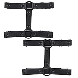 Xelsluthe 2 PCS Adjustable Thigh Garter, Black Thigh Harness, Leg Garters for Thighs, 2 Rows Fashion Elastic Leg Garter Belt for Women, Black PU Leather Punk Gothic Harness
