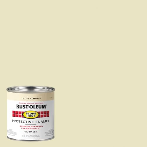 Image of Rust-Oleum Stops Rust Brush On Protective Enamel Paint, Gloss Almond | Rust and Corrosion Resistant, Indoor and Outdoor Durability, Beautiful Finish on Metal, Wood and More, Half Pint, 6 Pack