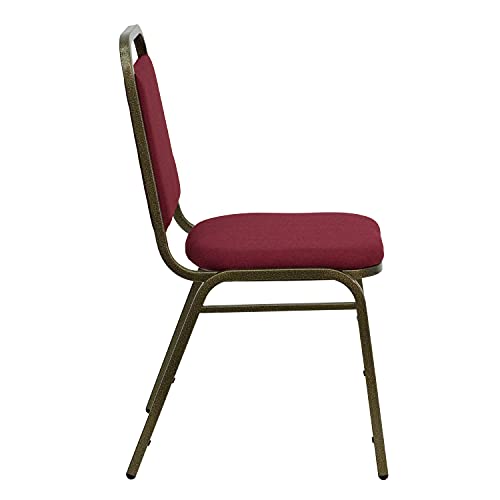 Image of Flash Furniture HERCULES Series Trapezoidal Back Stacking Banquet Chair in Burgundy Fabric - Gold Vein Frame