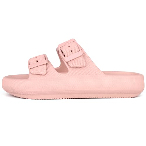 Kids Double Buckle Cloud Slides Boys Girls Soft EVA Thick-Sole Sandals Breathable Unisex Slippers Lightweight Beach Pool Shower Shoes2