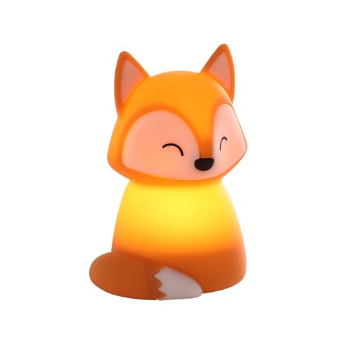 Eglo Veilleuse tactile LED renard Castellino, lampe rechargeable sans fil, déco chambre fille garçon, lampe de chevet enfant bébé, silicone orange, blanc...
