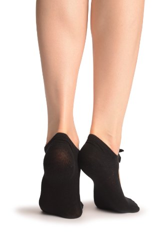LissKiss Black Cotton With Around The Ankle Strap Footies - Footsies Socks3