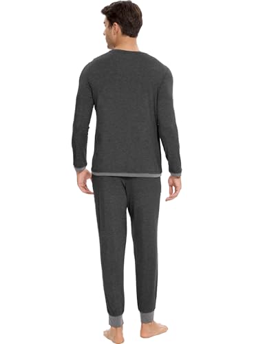 GYS Bamboo Viscose Men's Pajama Sets Soft Long Sleeve Lounge Set with Pockets2