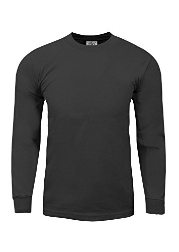 Fitscloth Men's Cotton T Shirt – Heavyweight Long Sleeve Crew Neck Plain Soft Heavy Tee Top Tshirts Regular Big Tall Size FITSMHL22 D.Grey 4X-T