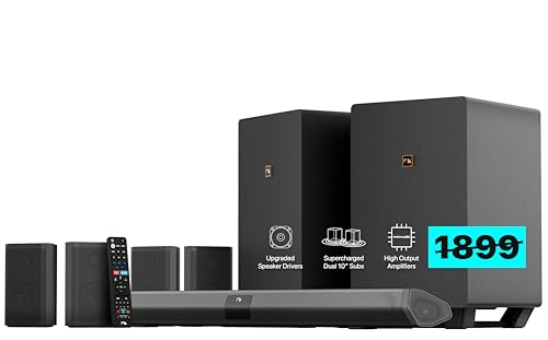 Nakamichi Shockwafe Ultra 9.2.4 Channel Soundbar System with Dolby Atmos/DTS:X, Dual 10' Subwoofers, 4 Rear Surround Speakers, 1300 Watts Max Output Power