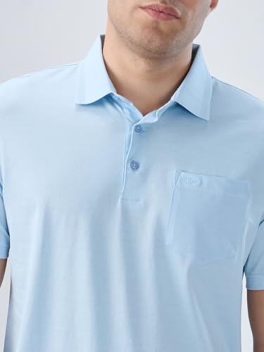 Image of Park Avenue Men Regular Fit Solid Pattern Pure Cotton Half Sleeve Polo Neck Loungewear T-Shirt