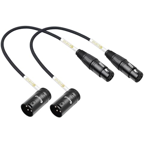 Devinal 360 Degree Rotatable Right Angle XLR Cable, Adjustable-Angle Low-Profile Male XLR to Straight Female XLR Microphone Mic Cable Cord Adapter for Sound Devices Mixer Recorder 1 FT 2 pcs Cover