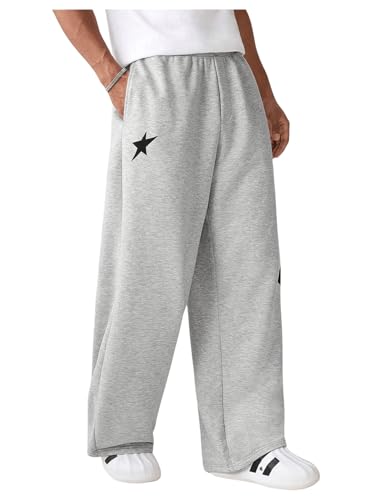 SHENHE Men's Star Print Graphic Loose Sweatpants Elastic Waist Workout Long Pants Trousers4