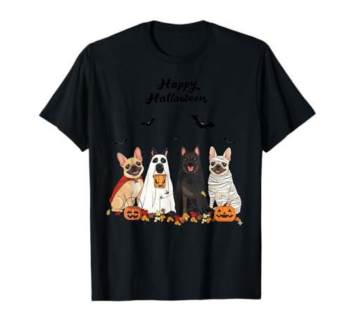Halloween Bouledogue français fantôme Citrouille Momie Design T-Shirt