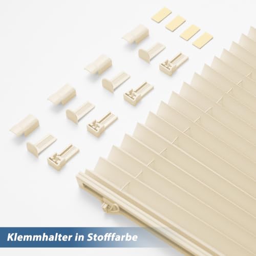 Sanfree Plissee Klemmfix Plisseerollo ohne Bohren Beige B100 x H200cm inkl. Klemmträger Blickdicht und lichtdurchlässig Jalousie Faltrollo… – Ansicht 2