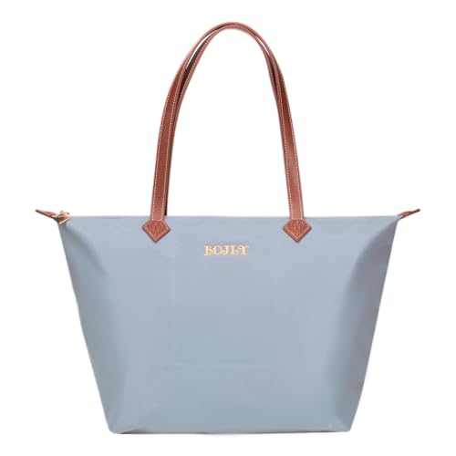 BOJLY Bolso Tote para Mujer - Bolsa de Hombro Grande para Compras, Trabajo, Colegio y Viaje - Bolsa de Tela Resistente con Asas Largas - Estilo Casual y Práctico (Azul Aireado) BOJLY Bolso Tote para Mujer - Bolsa de Hombro Grande para Compras, Trabajo, Colegio y Viaje - Bolsa de Tela Resistente con Asas Largas - Estilo Casual y Práctico (Azul Aireado)