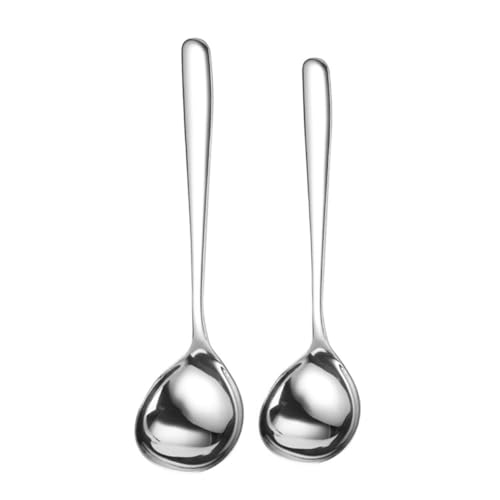 CONGARTENO 2pcs Stainless Steel Serving Spoon Thickened Long Handle Food Spoon for Buffet Catering and Home Use Ergonomic Design for Comfort and Durability
