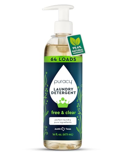 Puracy Laundry Detergent - Enzyme-Powered Liquid Laundry Detergent Concentrate, Natural Laundry Detergent Seen on TikTok, Non-Toxic (Free & Clear, 16 fl oz, 64 Loads)