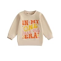 Baby Mädchen 1. Jahr Geburtstags Sweatshirt In My One Year Old Era Langarmshirt Oberteil Baby Mein Erster Geburtstags Outfit Sommer Kleidung (In My One Year Old Beige, 12-18 Months)