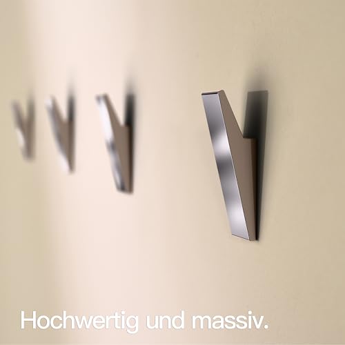 Designfabrik Hamburg Klebehaken extra stark | Haken selbstklebend | Wandhaken | Handtuchhalter ohne Bohren | Haken für Küche und Bad | 4 Stück | Handtuchhalter Chrom | Modernes Design