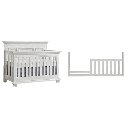 Oxford Baby 2PC Nursery Set Weston 4-in-1 Convertible Crib, Vintage White, GreenGuard Gold Certified Weston Toddler Guard Rail, Vintage White, Green Guard Gold Certified