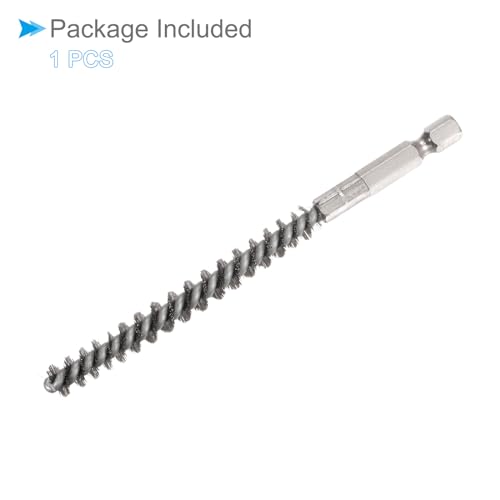 Image of Bore Brush, 8mm Dia 75mm Length, Stainless Steel Twisted Cleaning Wire Brushes with 1 /4 inch Hex Shank - (Applications: for Power Drill)