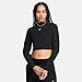 Nike Sportswear Phoenix Plush Women's Slim Mock-Neck Long-Sleeve Cropped Cozy Fleece Top (US, Alpha, Medium, Regular, Regular, Black)