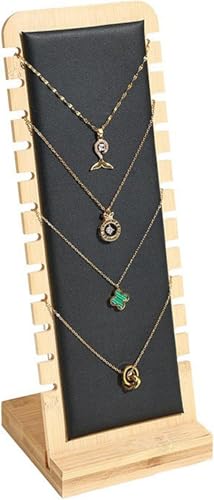 Image of Wooden Necklace Display Stand with SoftVelvet Detachable Tabletop Jewelry Display Boards