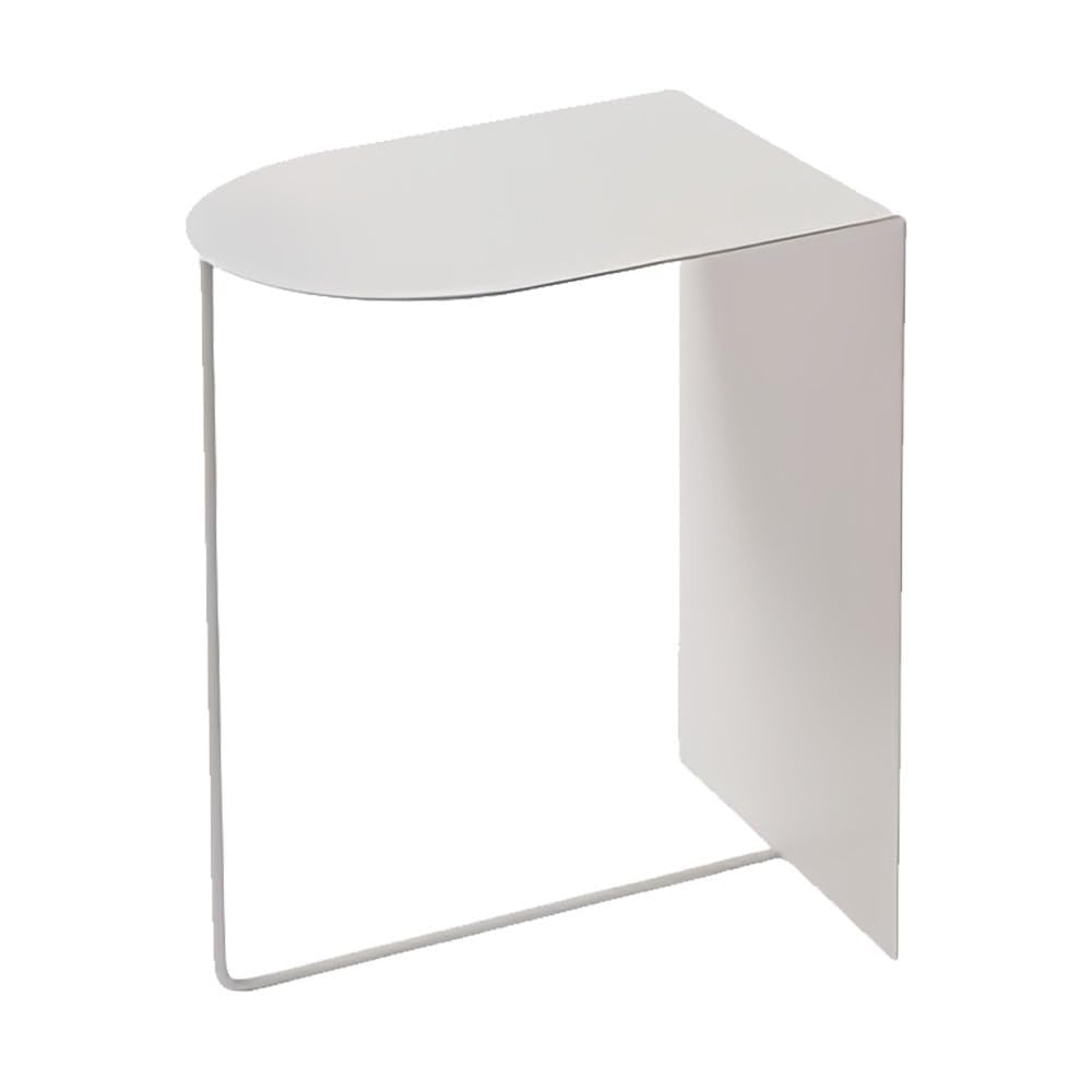 Creative Corner Table Metal Mini Nightstand Decorative Sofa Side Table for Small Spaces Living Room Guest Room Heavy Duty(White)