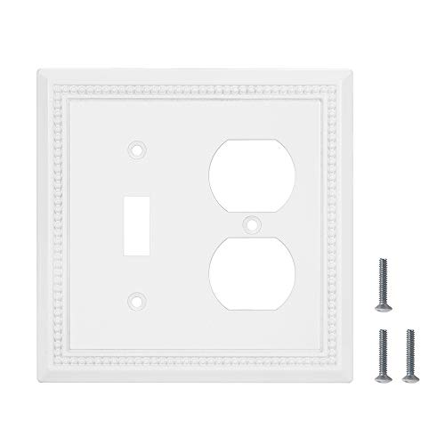 Image of Henne Bery Sunken Pearls Heavy Duty Decorative Wall Plate Switch Plate Outlet Cover (Toggle /Duplex, White)