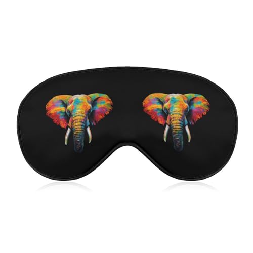 Colorful Elephant Head Sleep Mask Eye Shade Cover Adjustable Strap for Travel Lunch Break Women Men