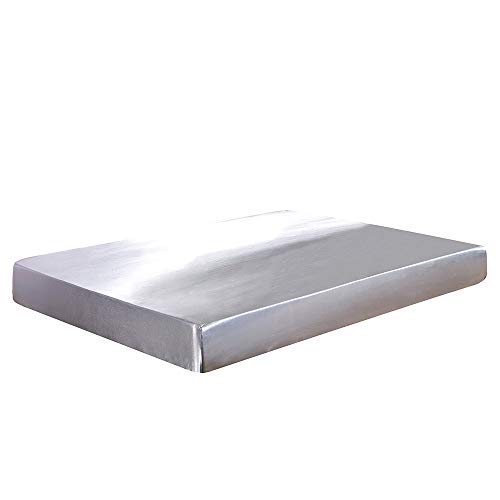 DOMDIL- Sábana Bajera Ajustable de satén, Antiarrugas, Suave y cómoda, 150 x 200 cm, Gris