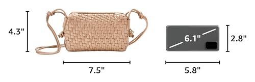 Image of Woven Crossbody Bag for Women Small Woven Purse Vegan Leather Handbag Braided Purse Small Crossbody Bag