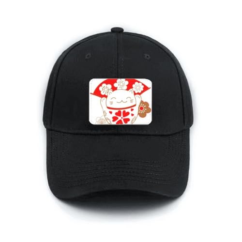 Casquette classique réglable noire anti-gouttes soleil motif japonais