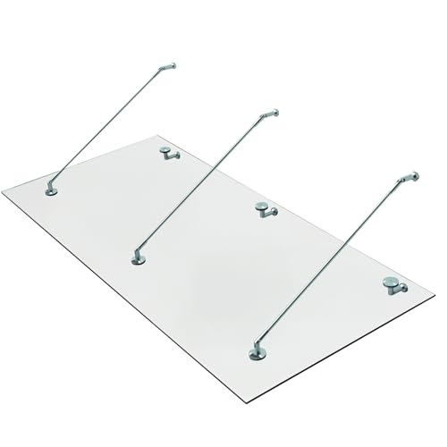 Tettoia per porte, in vetro di sicurezza stratificato VSG 304 e acciaio inox, disponibile in 3 misure (150 x 90/200 x 90/250 x 90 cm) L Vetro trasparente