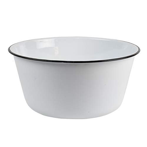 Treasure Gurus Vintage Style White Enamel Kitchen Mixing Bowl Bath Wash Basin Rustic