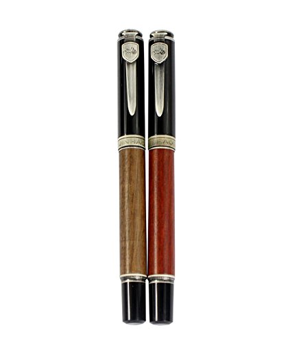 Ranvi JinHao 8802 Estilete pluma de madera, punta de metal F con convertidor de tinta, 2 piezas, 2 colores (madera espada roja y madera espada marrón), caja de regalo Cover