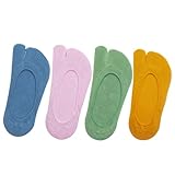 SAFIGLE 4 Paar Atmungsaktive Baumwoll Sommersocken für Mädchen Niedrig Geschnittene Zehenspalt Socken In Candy Farben Bequemes Zehensteg Design