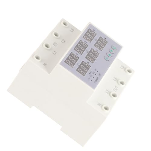 Image of 3 Phase DIN Rail Voltmeter Power Meter, AC 390‑500V Digital Ammeter Automatic Overvoltage Overcurrent Protector, 3 Phase Watt kwh Amp Electricity Tester (63A)