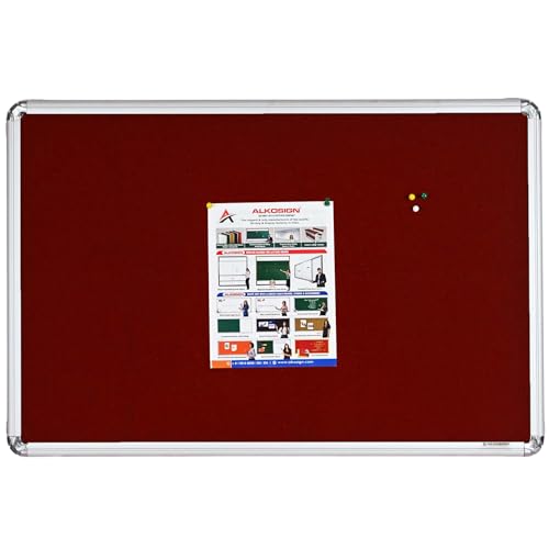 Image of ALKOSIGN Astra Felt Notice Board -MAROON (2 x 6 Feet) |Bulletin Board, Pin-up Board, Display Board, Push pins Board, Announcement Board, Soft Message Board, for School, College, Office, Study Room etc