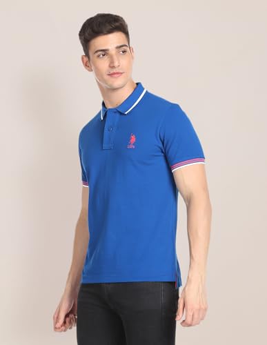 Image of U.S. POLO ASSN. Solid Slim Fit Polo T Shirts for Men - 100% Cotton, Half Sleeves Mens Tshirt